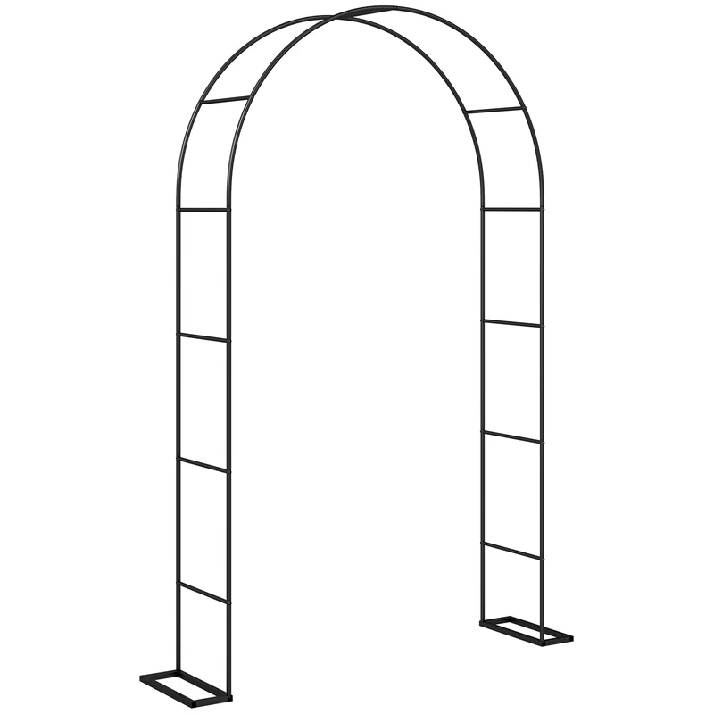 Arco da Giardino con Base per Piante Rampicanti per Cerimonie Compleanni ed Eventi in Metallo Nero