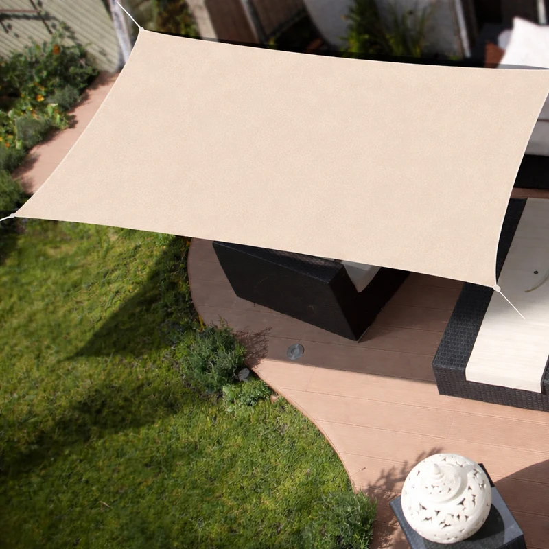 Tenda da Giardino Vela Parasole 2x3 m Telo Ombreggiante Rettangolare in Poliestere Ecru