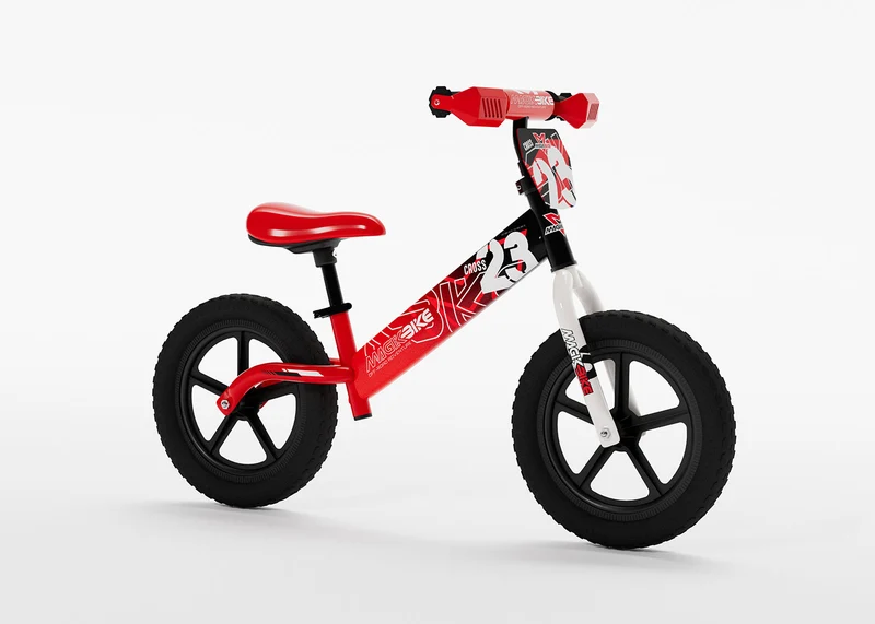 Bicicletta Senza Pedali Balance Bike per Bambini 10 Pollici Cross Rosso e Nero