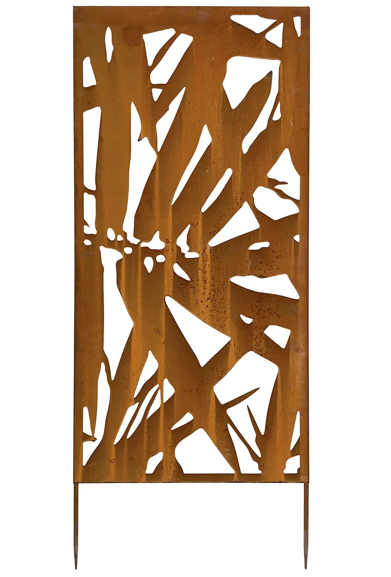 Set 4 Pezzi Pannello Decorativo Frangivista Verdemax Ornamentale o Divisorio 50x100 cm con Punte di Fissaggio in Metallo Corten