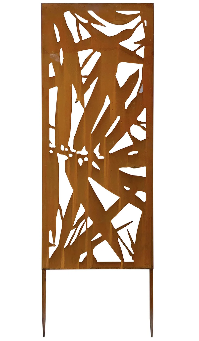 Set 4 Pezzi Pannello Decorativo Frangivista Verdemax Ornamentale o Divisorio 30x90 cm con Punte di Fissaggio in Metallo Corten