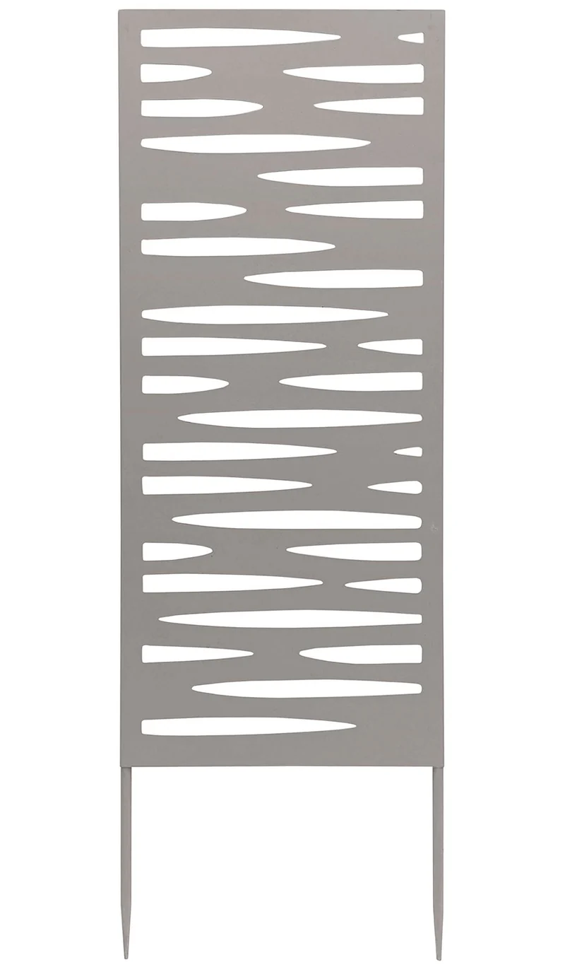 Set 4 Pezzi Pannello Decorativo Frangivista Verdemax Ornamentale o Divisorio 30x90 cm con Punte di Fissaggio in Metallo Grigio