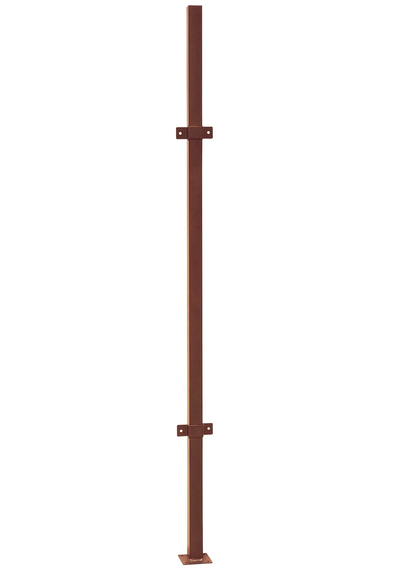 Palo per Tralicci Verdemax 4,5x4,5x183 cm con Staffe Angolari in Metallo Verniciato Corten