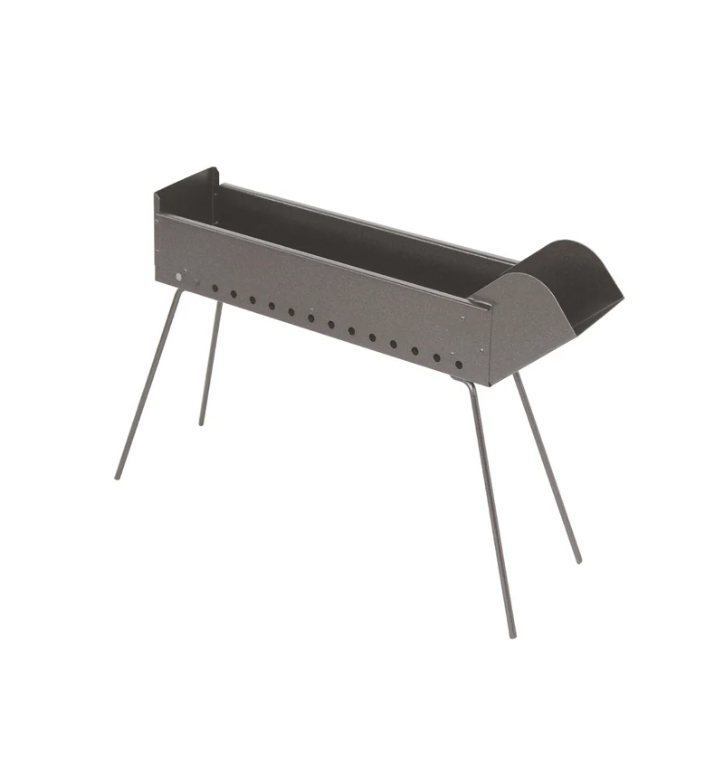 Cuoci Arrosticini a Carbone Filoteo 60x14x65 cm Rampa di Carico e Scarico Cenere in Acciaio Nero