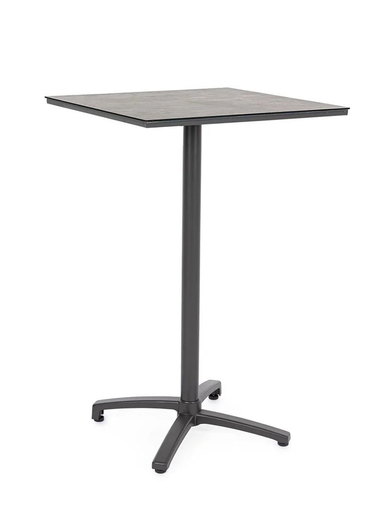 Tavolo da Bar da Giardino 70x70x110h cm in Alluminio e HPL Claret Alto Antracite Dark
