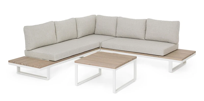 Set 4 Pezzi Salotto da Giardino con 2 Divani 1 Poltrona Angolare e Tavolino Zelmar Vapor