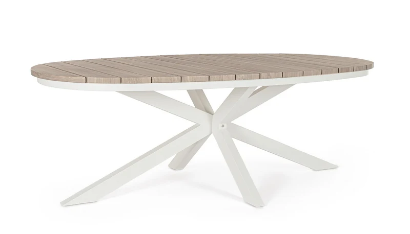 Tavolo Ovale da Giardino 218x115x75h cm in Alluminio e Polywood Zelmar Timber e Vapor