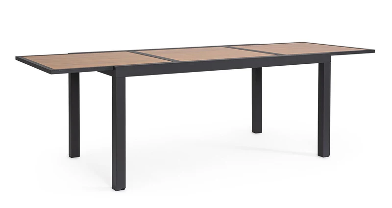 Tavolo Allungabile da Esterno 160-240x90x75h cm in Alluminio e Polywood Hilija Naturale e Antracite