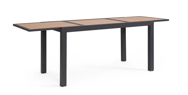 Tavolo Allungabile da Esterno 140-210x77x75h cm in Alluminio e Polywood Hilija Naturale e Antracite