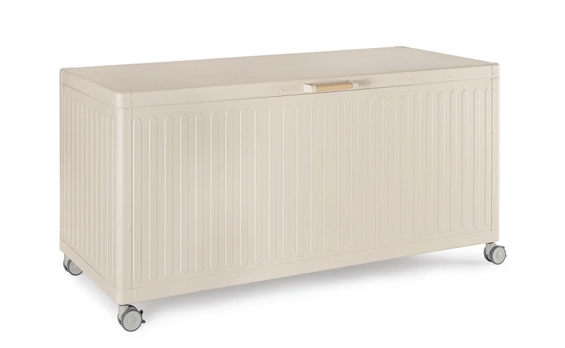 Baule Contenitore da Esterno 141,6x72x70h cm Apertura Facile e Ruote in Alluminio Ocean S Seta