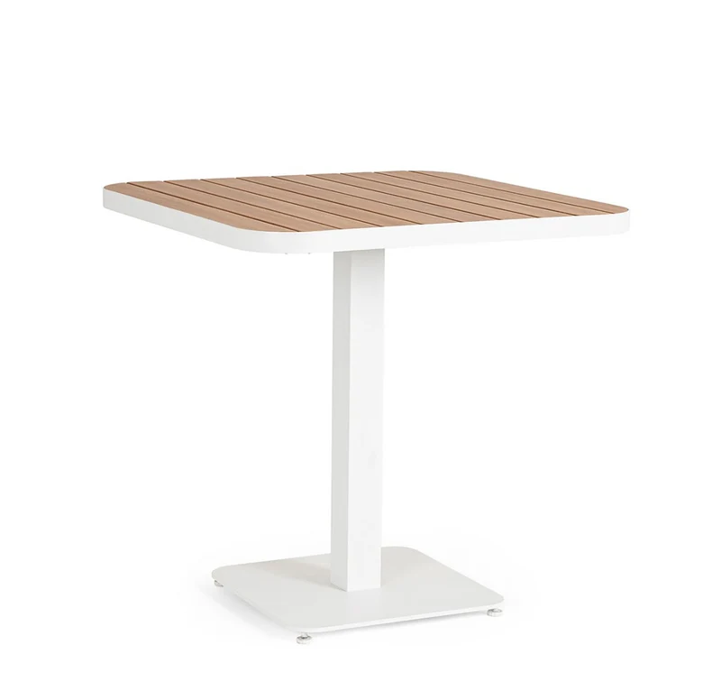 Tavolo da Esterno 75x75x75h cm in Alluminio e Acciaio E-Coating Zelmar Bianco