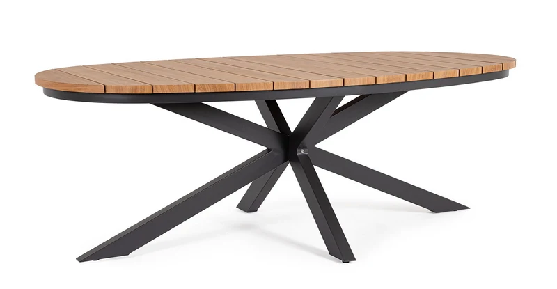 Tavolo da Esterno 218x115x75h cm in Alluminio Zelmar Naturale e Antracite
