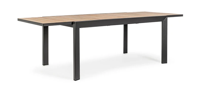 Tavolo Allungabile da Esterno 160-240x100x75h cm in Alluminio Belmar Naturale e Antracite