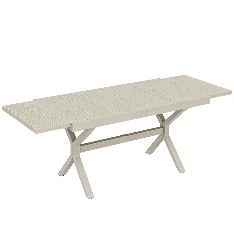 Tavolo da Giardino Allungabile 154-214x85x73 cm per 8-10 Persone in Alluminio e Acciaio Grigio