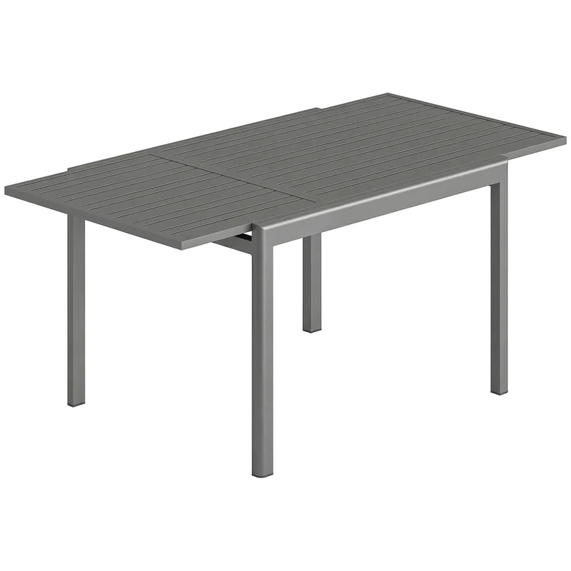 Tavolo da Giardino Allungabile 110-170x90x75 cm per 6-8 Persone con Piano a Doghe in Alluminio Grigio Scuro