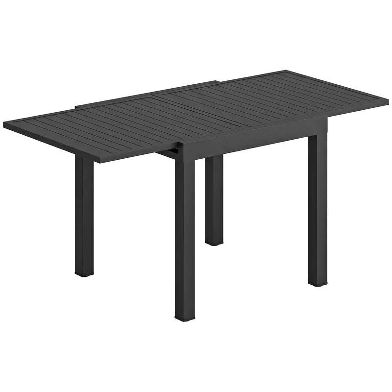 Tavolo da Giardino a Doghe Allungabile 80-160x80x75 cm per 4-6 Persone in Alluminio Nero