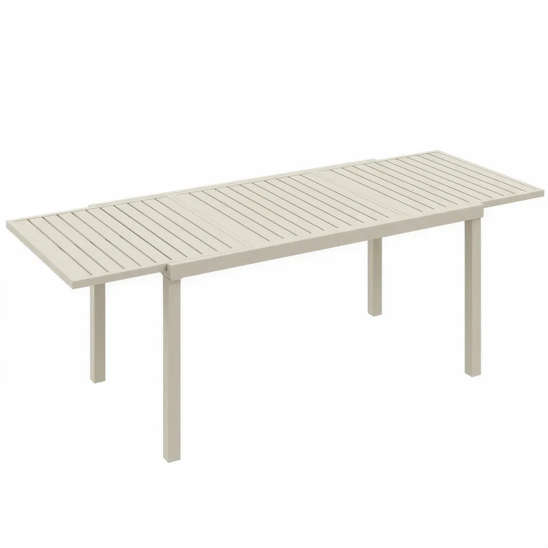 Tavolo da Giardino Allungabile 225x85x75 cm per 6-8 persone in Alluminio con Piano a Doghe Bianco