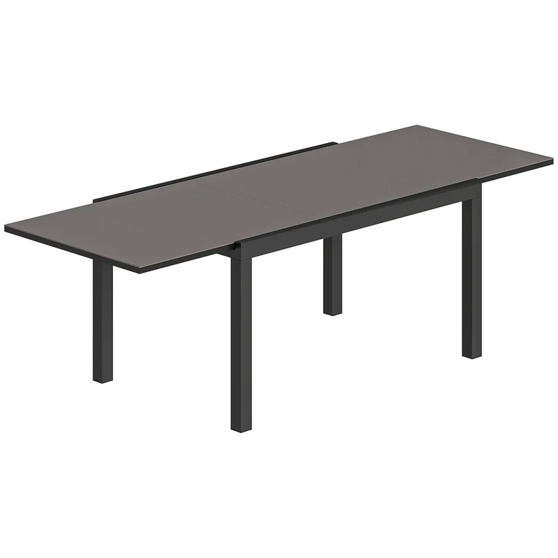 Tavolo da Giardino Allungabile 140-240x90x75 cm in Alluminio e Vetro Nero