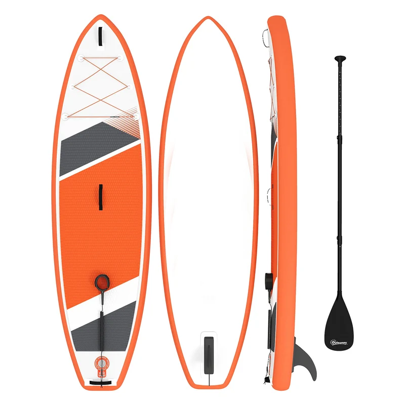 Tavola Sup Gonfiabile 320x82x15 cm Stand Up Paddle Antiscivolo in Plastica ed EVA Arancione