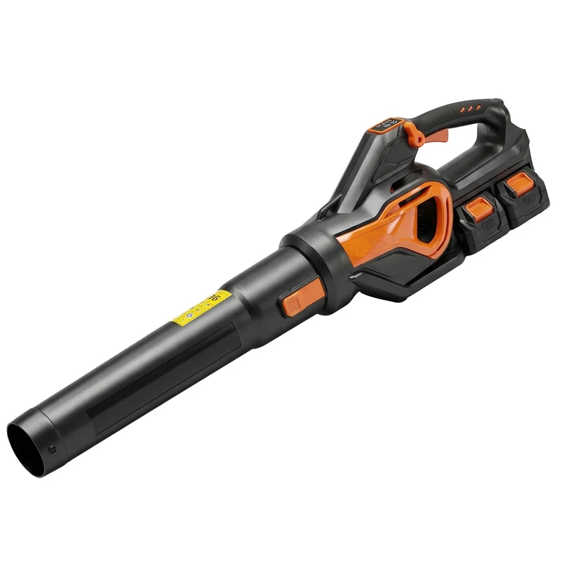 Soffiatore a Batteria 20V Motore Brushless 900W 3 Livelli Velocità Turbo Boost con Caricabatterie Arancione
