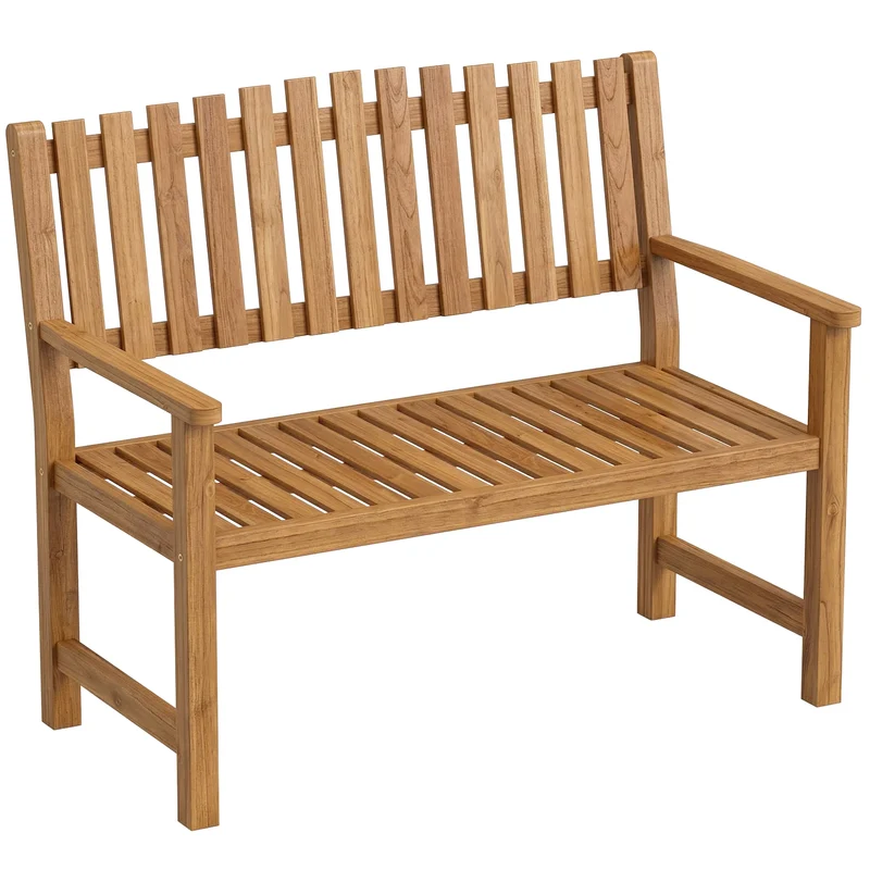 Panchina da Giardino 2 Persone 112x64x92 cm Seduta e Schienale a Doghe in Legno Acacia FSC Naturale