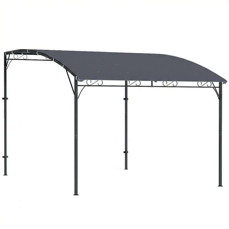 Gazebo Pergola da Giardino 286x384x252 cm con 16 Fori di Drenaggio in Metallo e Poliestere Grigio