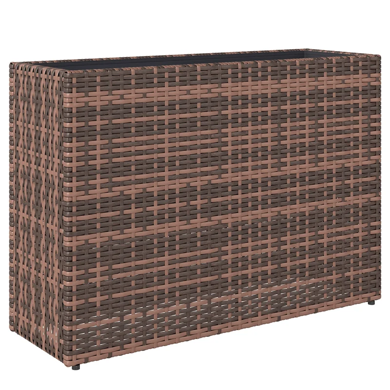 Letto per Orto Rialzato da Esterno 81x28x58 cm Fioriera Alta Capacità 45L con Fori di Drenaggio in Rattan Marrone