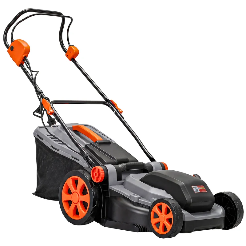 Tagliaerba Elettrico 1800W con Sacco da 50L Manico Regolabile 6 Altezza di Taglio Grigio Chiaro