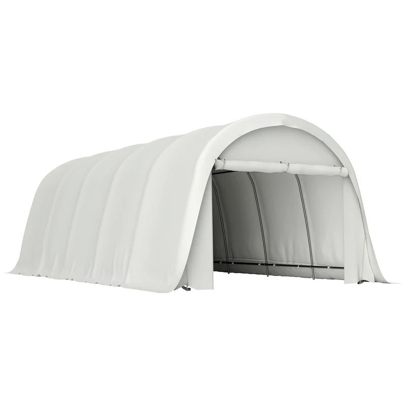 Tenda Garage Auto da Esterno 360x720x270 cm Telaio in Metallo Zincato Copertura in PE UV50+ Crema