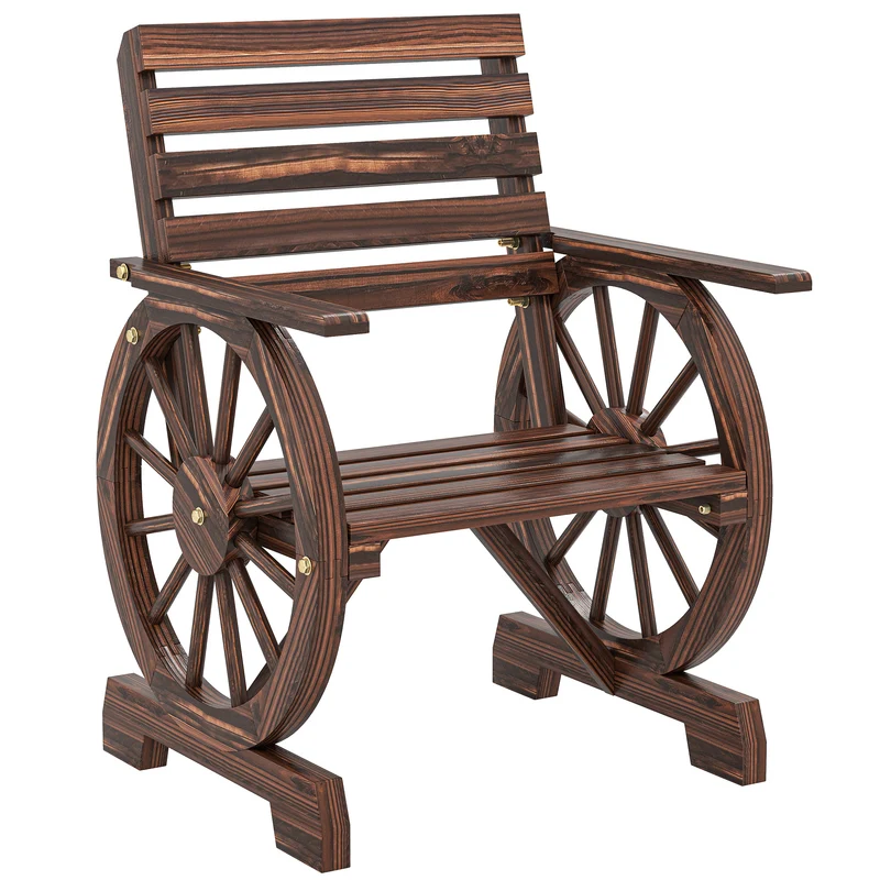 Panca da Giardino 66x55x90 cm Sedia Design Carro in Legno Massello Marrone