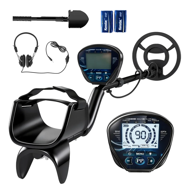 Metal Detector 3 Modalità Rilevamento Bobina Impermeabile IP68 Display LCD Nero