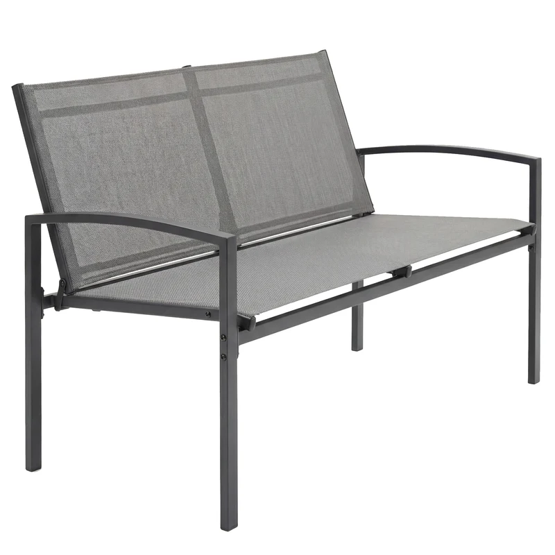 Panca da Giardino 112x66x80 cm 2 posti in Tessuto Texteline e Metallo Grigio