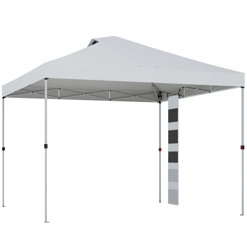 Gazebo Pop Up da Giardino 293x293x272 cm con Tasche Portaoggetti e Sacchi di Sabbia in Tessuto Oxford Bianco