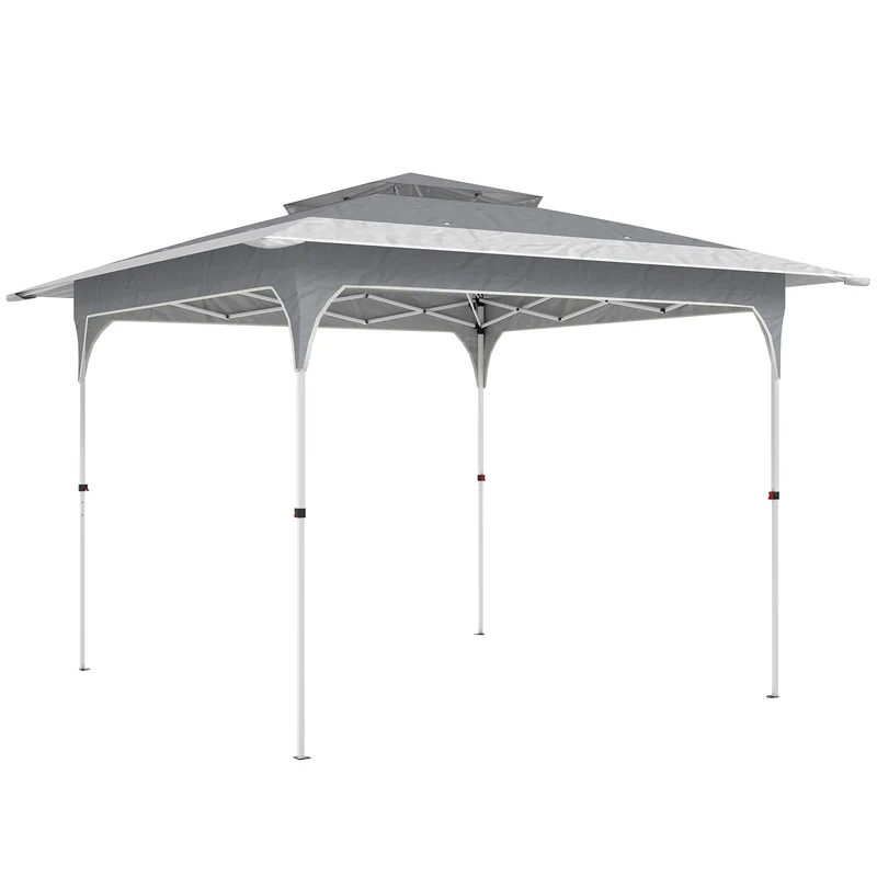 Gazebo Pieghevole 352x352x278 cm Apertura Pop Up in Tessuto Oxford Grigio Scuro