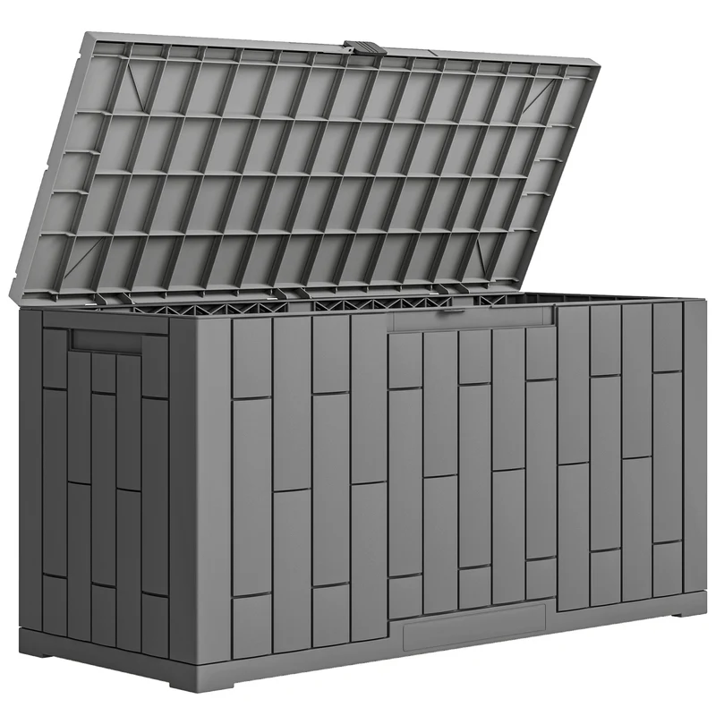 Baule da Giardino 106,5x43x54,5 cm Capacità 227L con Chiusura a Chiave in Resina Impermeabile e Anti UV Grigio