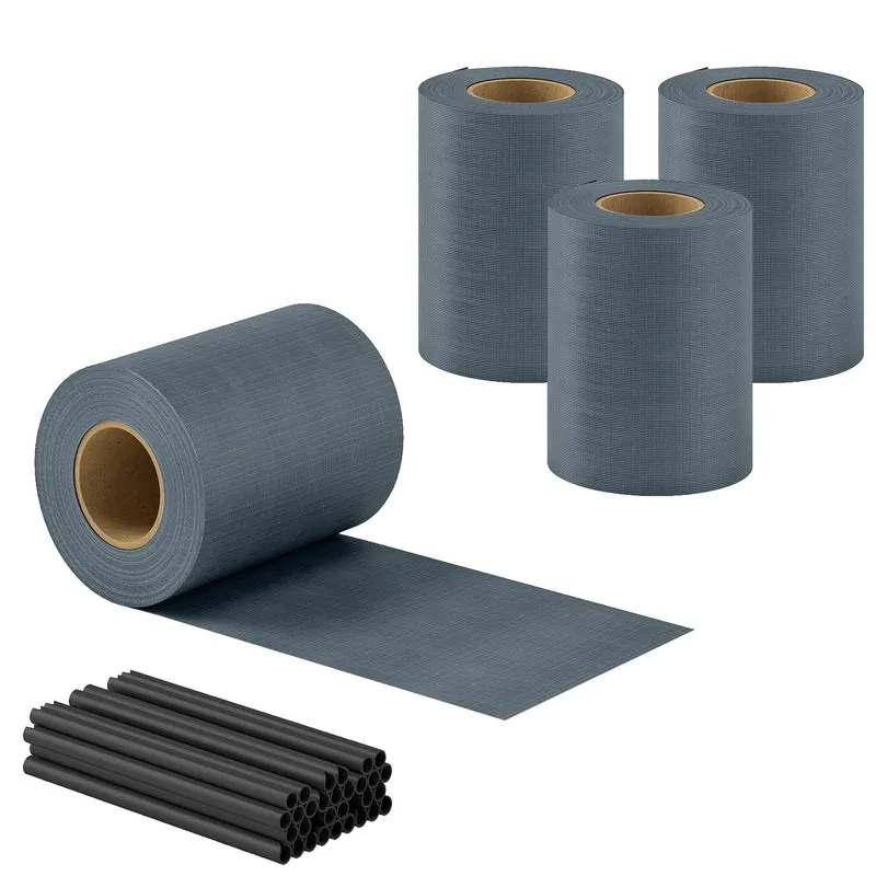Set 4 Pezzi Frangivista da Giardino 3500x19 cm Anti UV Impermeabile con Fermagli in PP Grigio