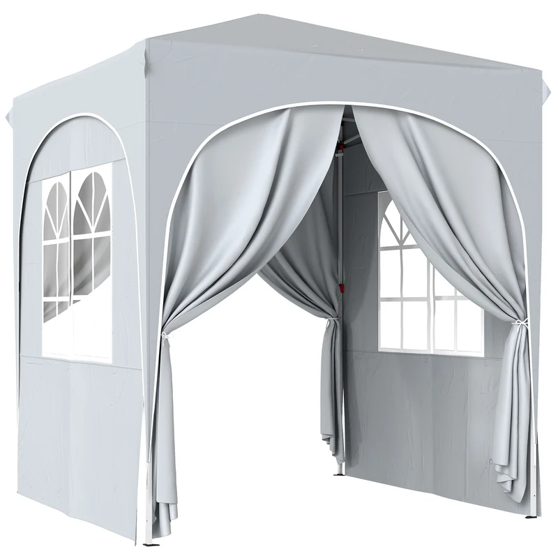 Gazebo Pieghevole da Giardino 200x200 cm UPF50+ Portatile in Tessuto Oxford Grigio Chiaro