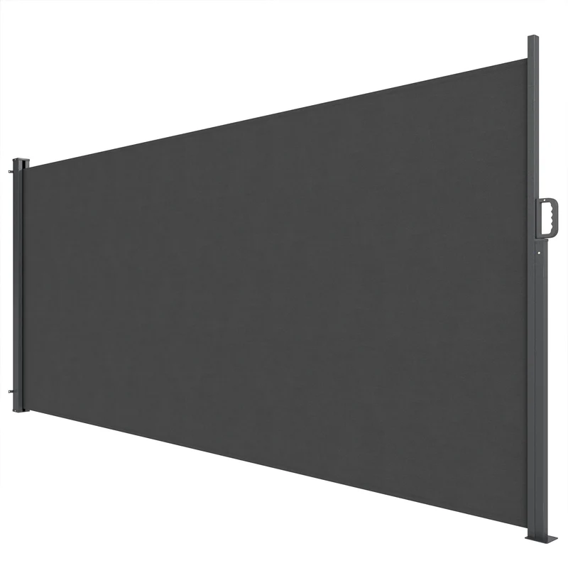 Tenda Laterale Retrattile 420x185 cm Impermeabile e UV 50+ in Alluminio Acciaio e Poliestere Grigio Scuro
