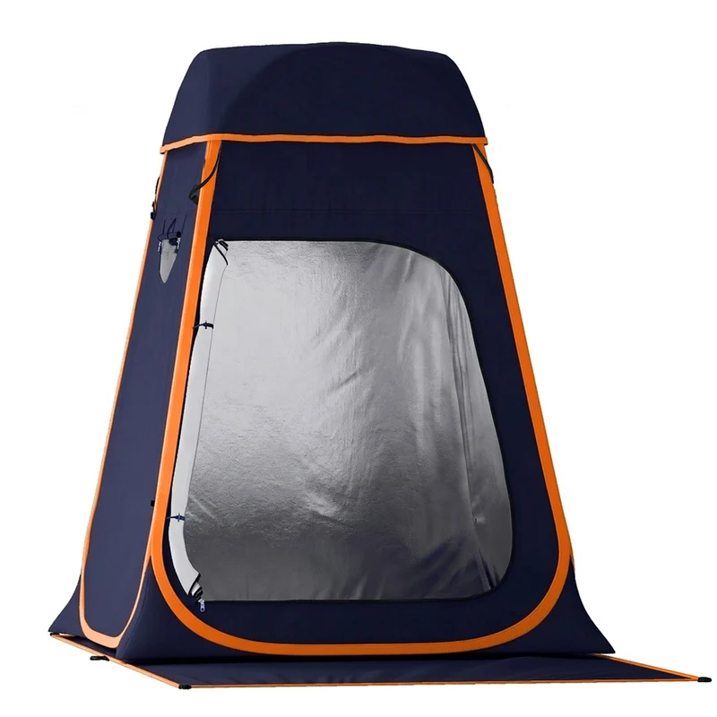 Tenda Doccia Pop-Up Impermeabile con Tetto Rimovibile, in Poliestere 190T e Acciaio, 152x152x200 cm, Blu Scuro