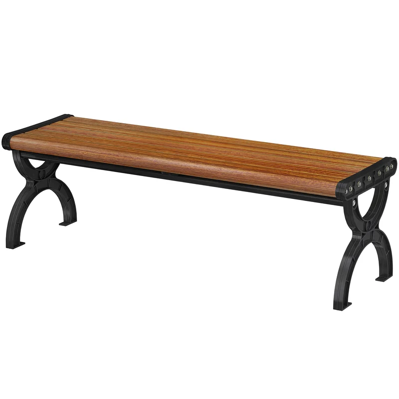 Panchina da esterno 2 posti in metallo, 124x39x39 cm, Legno e Nero