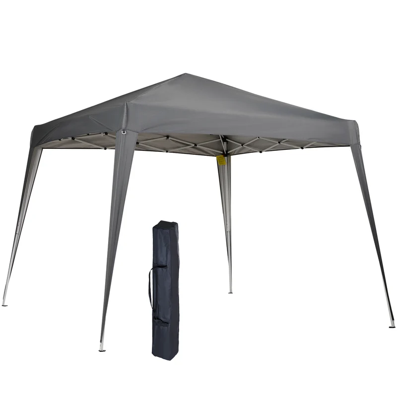 Gazebo Pieghevole 240x240 cm con Protezione UV e borsa in Tessuto Oxford Grigio