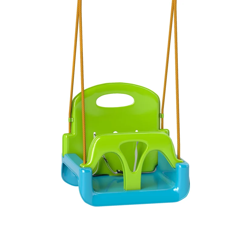 Altalena per Bambini da Giardino 3 in 1 con Corde Regolabili 42x33x120-180 cm in PP e PE Verde