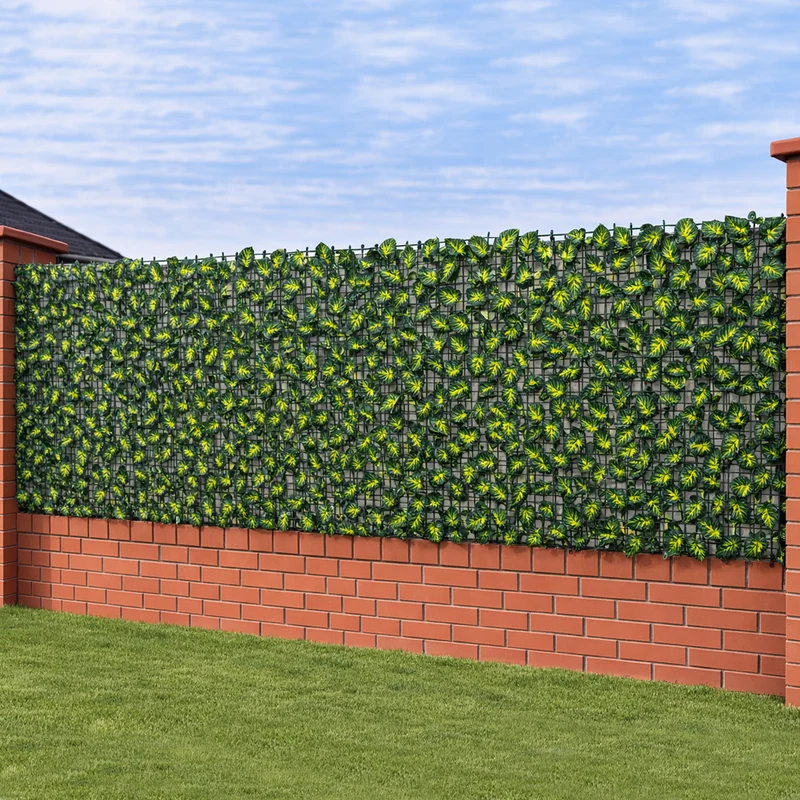 Siepe Artificiale Sintetica 1x 3 m Rotolo Rete Anticaduta con Foglie Estive