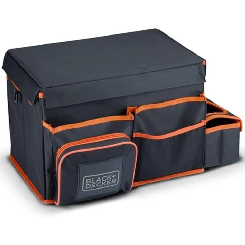 BLACK+DECKER Borsa Organizer Bagagliaio con Tracolla e Portabevande da Viaggio Grigio e Arancione