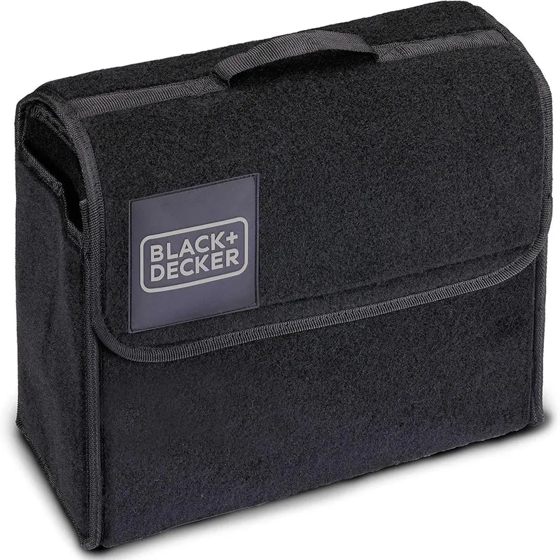 BLACK+DECKER Borsa Organizer per Auto 29x15x30 cm con Chiusura Velcro e Maniglia Nero
