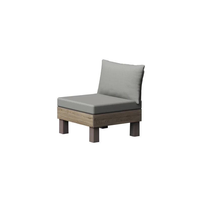 Seduta Modulare Keter Elements con Schienale e Cuscino Verde Muschio 65x74x80 cm Effetto Legno Ashwood e Cappuccino
