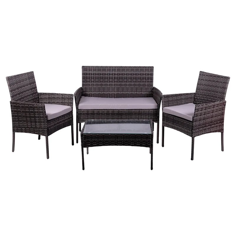 Set Salotto da Giardino 4 Posti Effetto Rattan Antracite Rodi