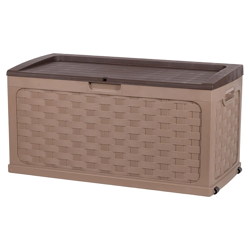 Baule Multifunzione da Giardino 116x56,3x58,3 cm in Plastica PP Marrone
