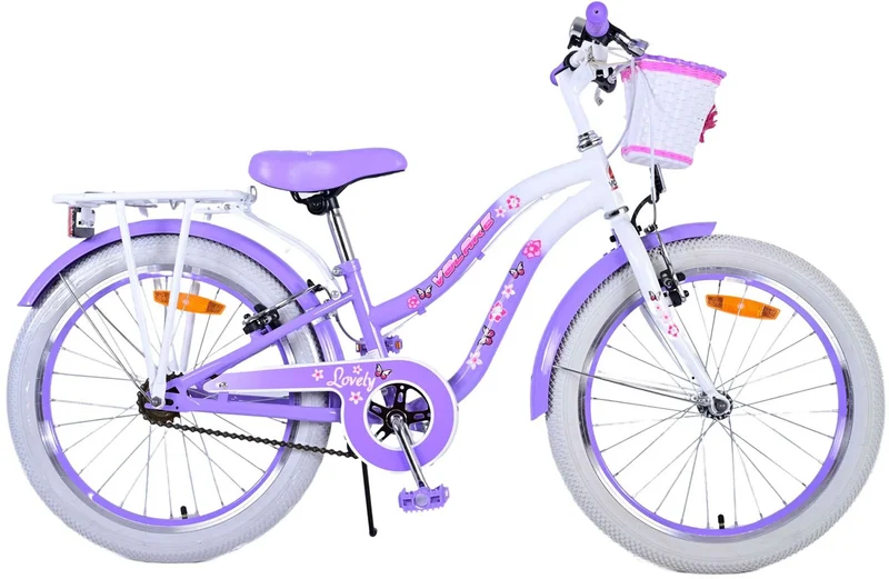 Bicicletta per Bambine 20" Freni Vbrake con Cestino e Portapacchi Viola e Bianco