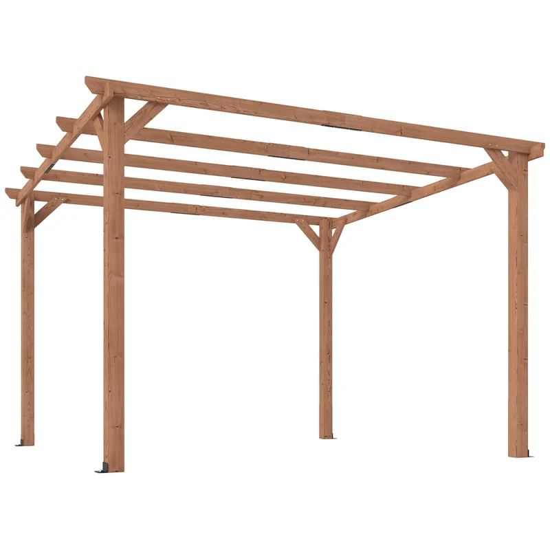 Pergola da Giardino 3x3 m con Supporti Triangolari e 5 Travi in Legno di Abete Colore Legno